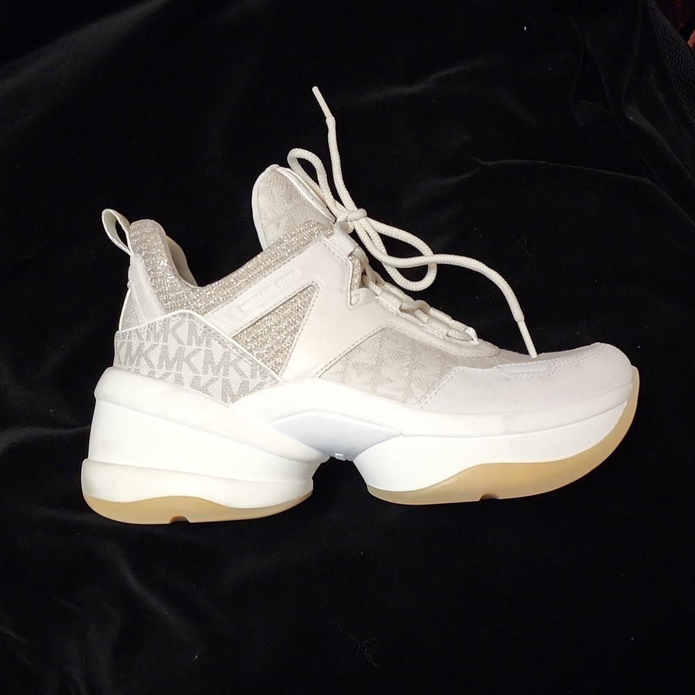 COPY - Michael Kors platform white leather tennis shoe